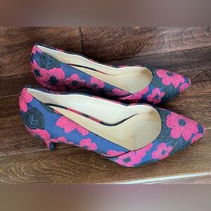 Alex Marie Elegant Floral Women's Pumps in Pink and Black